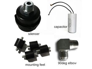 Silencer, Capacitor, Mounting Feet, 90deg elbow